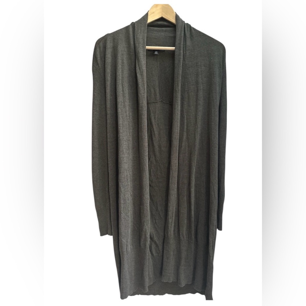 Banana Republic Fine Knit Olive Open-Front Long Cardigan Cotton Blend Casual S